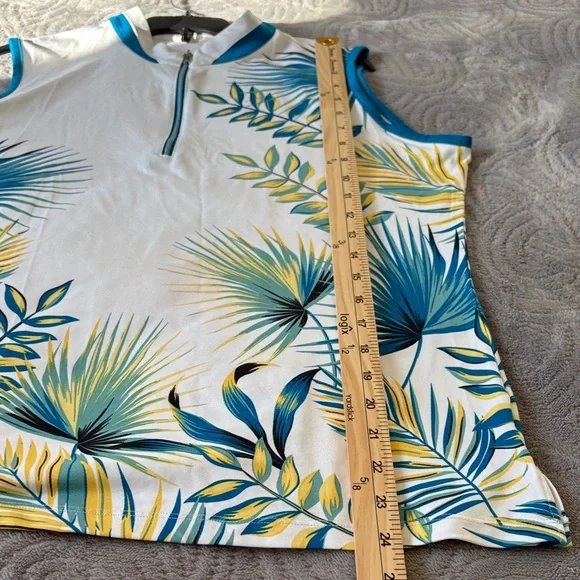 Tail Activewear Women's Sleevelless Tropical Leaf Print Golf Top: Sz: L; EUC - Picture 7 of 9